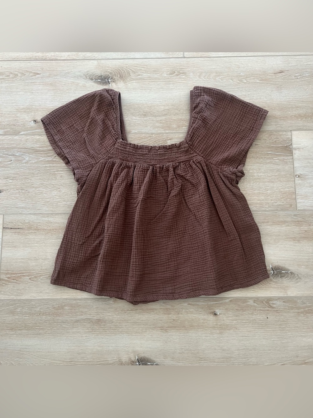 Joyspun Square-Neck Peasant Top